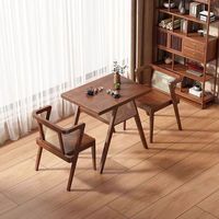 Juego de Mesa de Comedor de Madera Maciza de Alta Calidad, Sillas de Madera que Ahorran Espacio, Mesa y Sillas de Comedor de Ratán