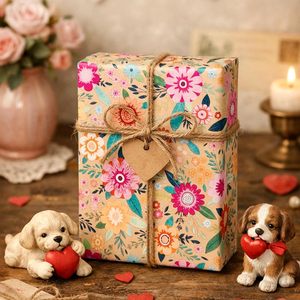Rollo de Papel de Regalo Floral Kraft Homeral de 17 Pulgadas x 16.5 Pies, Papel de Regalo Vintage con Diseño Floral para el Día de la Madre, Bodas, Cumpleaños, Despedidas de Soltera - Product Image 2