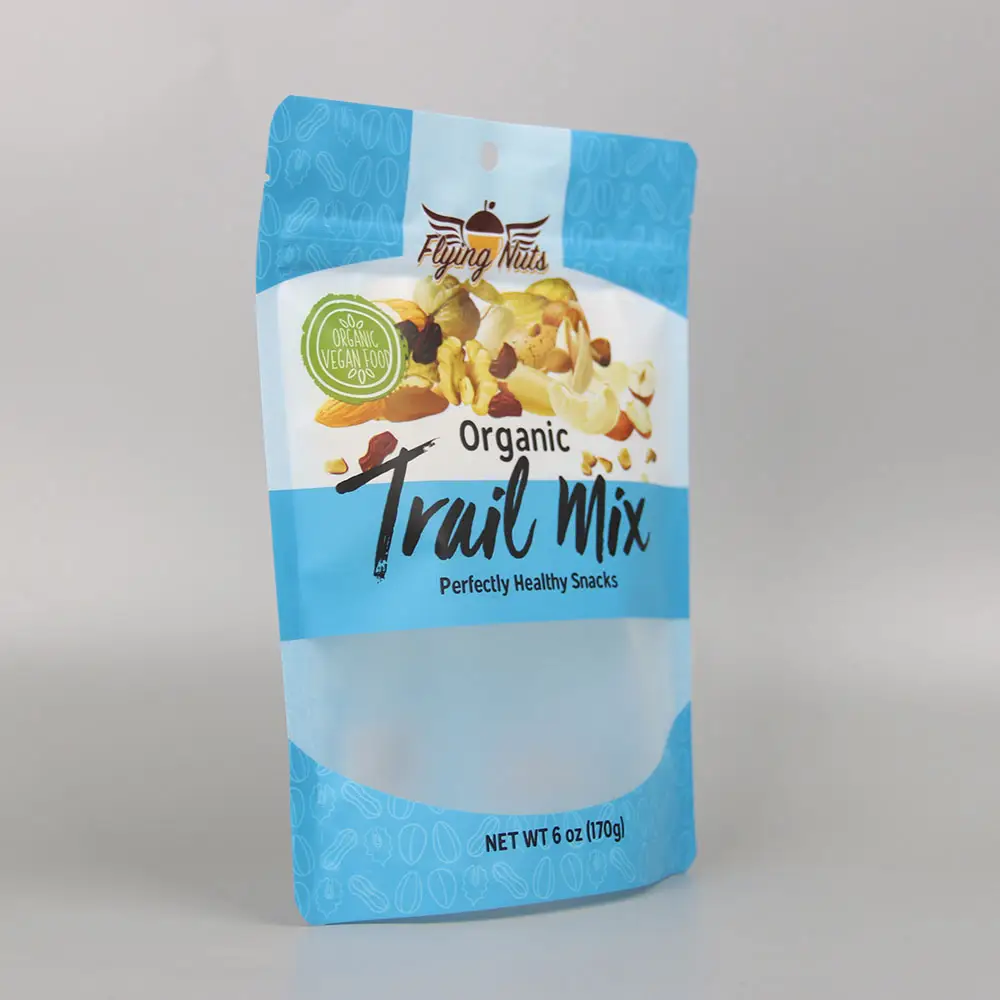 Impresión personalizada cremallera resellable fruta seca bolsa de embalaje bolsa de soporte Super comida zip Lock especias Mylar bolsas con ventana