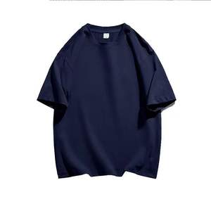 헤비 200g 단색 면 반팔 남성과 여성의 여름 트렌드 모든 느슨한 캐주얼 심플 티셔츠 - Product Image 3