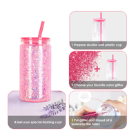 Lot de 50 gobelets isothermes en plastique sans BPA à double paroi de 16 oz avec trou pré-percé et design unisexe – Prêts à expédier depuis les États-Unis