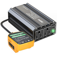 Convertisseur de puissance portable en aluminium, 110V, 300W, câble adaptateur de 60CM pour batterie d'outil électrique Milwaukee, Ports USB/Type-C