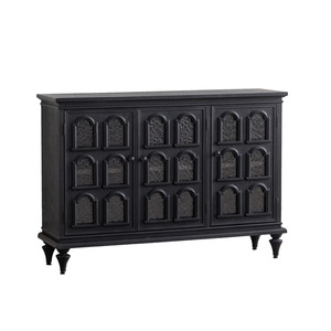 European Style Black Entryway Cabinet Solid <b>Wood</b> Storage <b>Sideboard</b> Living Room Furniture - Product Image 5