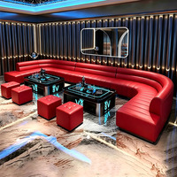 Meubles de bar modernes en acier inoxydable vert incurvé modulaire sur mesure, cabine de karaoké, table lumineuse LED, salle privée de boîte de nuit