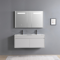 Sanitaire flotteur pvc armoire vanité salle de bain double lavabos mur suspendu monté 48 pouces salle de bain vanités