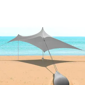 2.1x2.1x1.6m nhà máy bán hàng trực tiếp sang trọng Lycra bãi biển lều với nhôm cực kéo dài mặt trời nơi trú ẩn ngoài trời bãi biển lều
