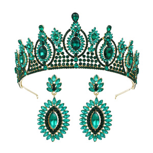 Ensemble de boucles d'oreilles et diadème de luxe princesse avec strass en cristal pour mariage couronne de mariée et couronne de luxe pour reines et femmes - Product Image 6