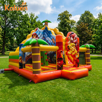 Château gonflable commercial à thème lion avec toboggan et mur d'escalade pour location de fêtes d'enfants