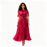 Direkt vom Hersteller: Elegantes 2026 Abendkleid mit integriertem Capelet, plissiert, Blumenmuster, Ombré, A-Linie, Gala-Kleid, Miyake Plissee-Kleid