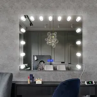 Iluminado hollywood parede espelho de maquiagem vanity led luz espelho conjunto com bluetooth alto-falante