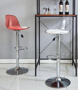 Tabourets <span class=keywords><strong>de</strong></span> <span class=keywords><strong>bar</strong></span> commerciaux pivotants avec dossier <span class=keywords><strong>transparent</strong></span> en plastique, chaise haute réglable en hauteur, tabourets <span class=keywords><strong>de</strong></span> comptoir pour la cuisine - Product Image 4