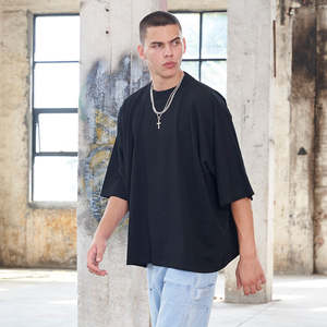 Hot Exquisite Design 100% Cotton Street Style Grueso Recortado O Cuello Manga corta Boxy Oversize Camisetas para hombres - Product Image 6