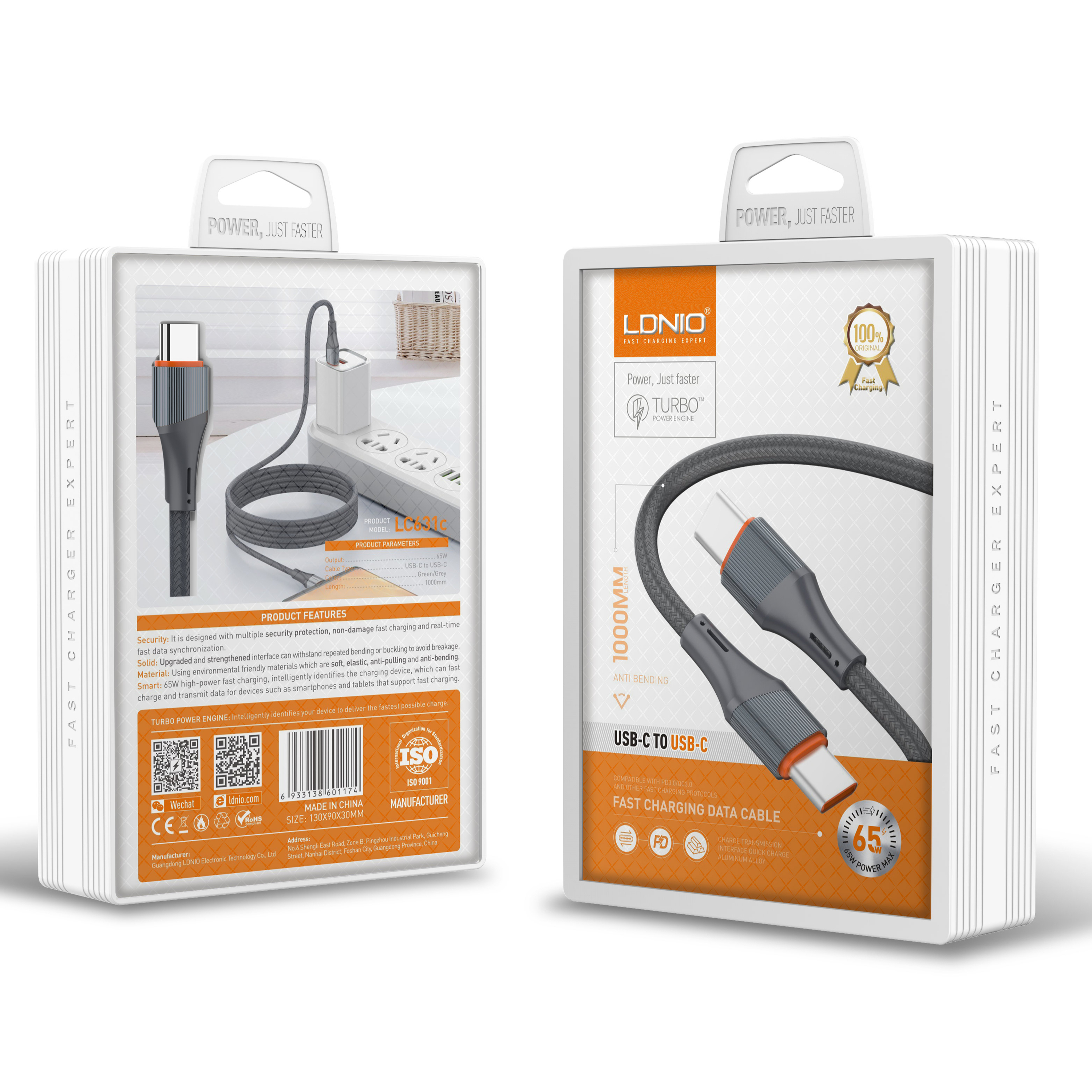 CABLE LDNIO LC631C 1M 65W TC-TC - CORD脫N GREY