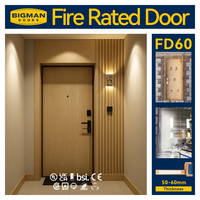 Puertas Interiores de Madera Sólida con Certificación FD60 Contra Incendios, Diseño Moderno para Entrada de Habitaciones de Hotel y Apartamentos