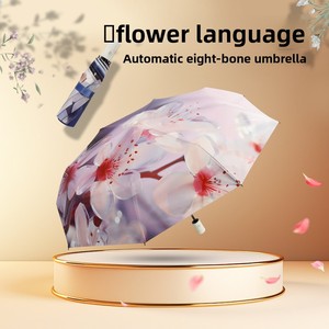 <span class=keywords><strong>Parapluie</strong></span> pliant trois volets en vinyle, style <span class=keywords><strong>peinture</strong></span> à l'encre chinoise, entièrement automatique, anti-UV, toutes saisons, vente en gros d'usine - Product Image 3