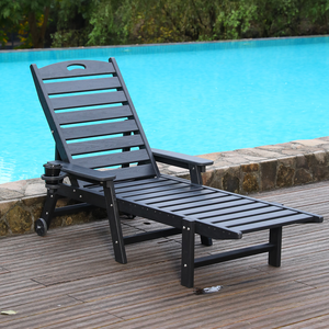 Chaise longue en HDPE pour l'extérieur, dossier réglable en 4 positions, mobilier de piscine et de patio - Product Image 1