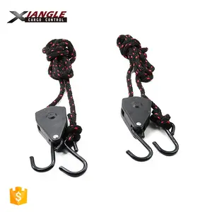 Tugas Berat 3/8 Cm Adjustable Tali Ratchet Gesper Kargo Memukul Sabuk Tali dengan PVC Dilapisi Kait S