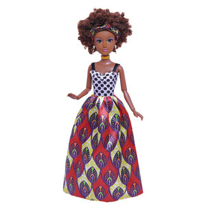 Anlily ชุดเดรสยาวสีดำ, ตุ๊กตาสีดำสไตล์แอฟริกันแบบดั้งเดิมจับคู่กับผมหยิกสั้นสีน้ำตาลตุ๊กตาแฟชั่นสีดำ - Product Image 4