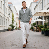 Cardigan zippé en laine et cachemire mélangés pour homme, col montant, tricot texturé, style décontracté chic, best-seller en Europe