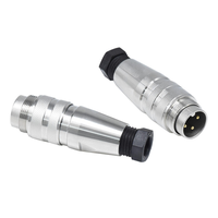 Connecteur circulaire mâle droit blindé M16 à 3 broches, étanche IP67, avec contacts en laiton plaqué or, à souder, 7A