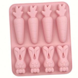 Molde de silicona ecológico de 8 cavidades para galletas de conejo y rábano, aromaterapia, yeso, jabón, herramientas para galletas, OEM/ODM - Product Image 3