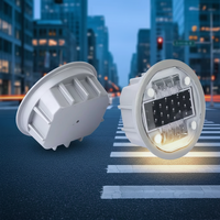 12 LED solaires haute intensité en aluminium, yeux de chat IP68, marqueur de chaussée clignotant intégré pour la signalisation routière