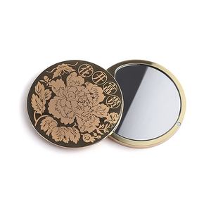 Contracted Design Metal Engrave Logo <b>Small</b> Gold <b>Mirror</b> <b>Round</b> Pocket <b>Mirror</b> - Product Image 5