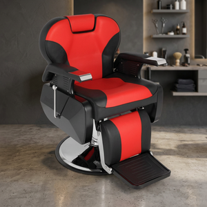 Cómoda silla de barbero, silla de peluquería grande para hombres, silla para recortar y afeitar con peinado ondulado, silla plegable para cortar el cabello - Product Image 1