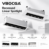 Plafonnier encastré moderne 10W LED sans cadre, cinq têtes, rectangulaire, en aluminium COB pour bureau