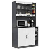 Buffet de cuisine moderne en bois multifonctionnel, armoire de rangement autonome, buffet, armoire de présentation, vitrine à 4 portes