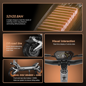 JLM G1 EU Scooter de Doble Motor 2400W 52V 25Ah con Freno de Aceite, Neumático de Vacío, Luz Lateral y Señal de Giro, Personalización de Fábrica - Product Image 3