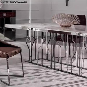 Tables à manger rectangulaires <span class=keywords><strong>Ginza</strong></span> 8 places en pierre métallique, italiennes et modernes Tables à manger de luxe en marbre - Product Image 4