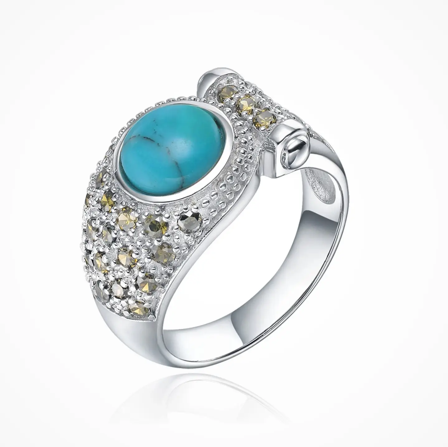 Unique design high quality fashion turquoise ring wholesale women jewelry 925 sterling silver ring
