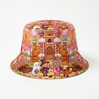 Sombrero de pescador Kawaii Candy Monster para niños, unisex, con estampado gráfico completo, ala ancha, para viajes de verano y actividades al aire libre
