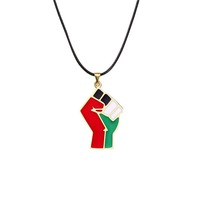 Collier pendentif en métal personnalisé avec drapeau de la Palestine en métal doré et argenté émaillé souple collier avec pendentif en forme de carte du pays de la Palestine