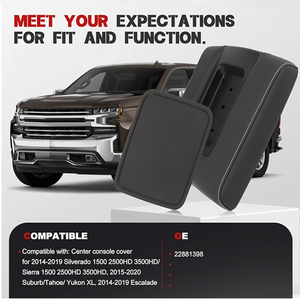 22881398 Couvercle de l'accoudoir de la console centrale avant en cuir pour (14-20) Tahoe Silverado 1500 2500 3500 HD, <span class=keywords><strong>Escalade</strong></span> ESV, Yukon Sierra - Product Image 2