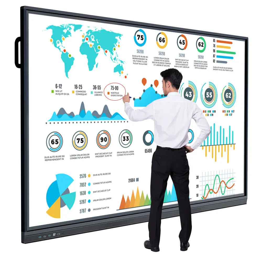 55 65 75 86 98 105 110 inç LCD interaktif Panel etkileşim düz Panel dijital akıllı tahta interaktif beyaz tahta