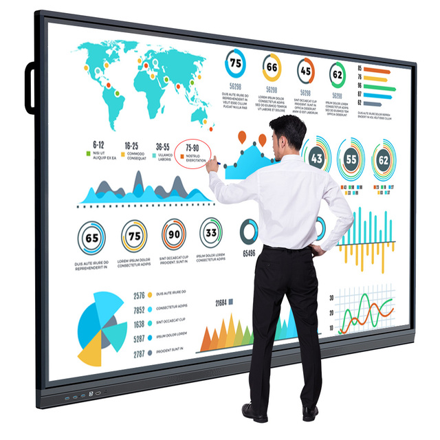 55-110" 4K UHD Interactive Flat Panel Smart Board, 20-Point Touch Digital Interactive Whiteboard for Meeting Room & Education
