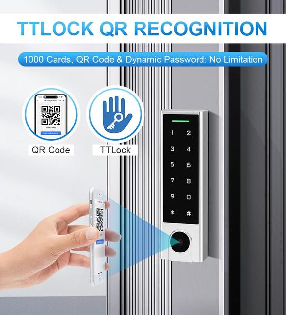 H3-QR Waterproof Smart Access Control System TTLock Ble QR Code RFID Card Biometric Password Reader Door Gate Entry