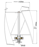 Système d'éolienne verticale de toit de type H XDS Chine 500W-10KW pour usage domestique sur réseau, vitesse du vent nominale de 12 m/s, hauteur de tour de 3m à 50m
