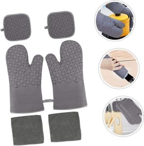 Ensemble de 6 maniques de cuisine et de protège-plats résistants à la chaleur, avec surface en silicone antidérapante pour la cuisson - Product Image 3