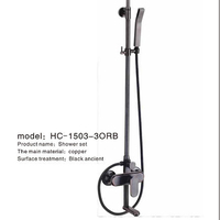 Colonne de douche thermostatique de luxe en laiton brossé de haute qualité avec barre coulissante et pommeau de douche pluie pour hôtel et villa