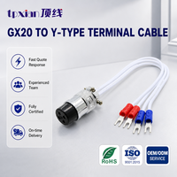 Câble de connexion industriel personnalisé GX20 à 4 broches, prise aviation femelle vers faisceau de câbles à borne fourche en Y, câble d'alimentation pour connecteur aviation