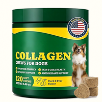Friandises pour chiens OEM Multi Collagène, 120 comprimés en bouteille, pour une pelage sain et brillant, aide holistique à la croissance des chiots, friandises moelleuses savoureuses riches en protéines