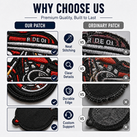 Écusson brodé personnalisé pour moto, badge de motard haute densité, étiquettes thermocollantes pour vestes, jeans, gilets en cuir, marque de vêtements
