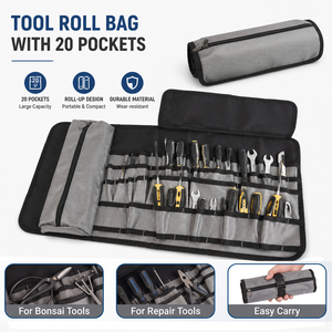 Waterproof OEM <b>Tool</b> <b>Roll</b> Bag with 10-14 Pockets Portable Compact Bonsai Garden Storage Professional Repair <b>Tool</b> Organizer - Product Image 1