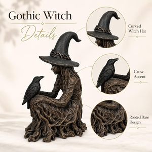 Artisanat en résine fait main sur mesure, vente en gros, œuvres d'art gothiques, sorcière et corbeau, ornements décoratifs pour la maison et le bureau - Product Image 4