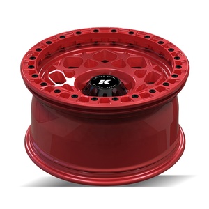 Rines Todoterreno Forjados Personalizados <span class=keywords><strong>de</strong></span> 17x9.0, 5x127, Estilo Beadlock con Borde Profundo en Rojo Perla, para <span class=keywords><strong>Jeep</strong></span> Wrangler JL 4x4 - Product Image 3
