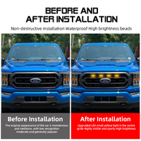 TGZ Ambre Rigide LED Grille Marqueur Barre Lumineuse 4 en 1 Avertissement DRL Accessoire ABS Logement pour Ford F150XL T Mooels 2021-2022