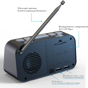 Xách tay DAB + kỹ thuật số đài phát thanh đồng hồ với LCD hiển thị Stereo FM Kép Báo động làm bằng chất lượng nhựa - Product Image 3